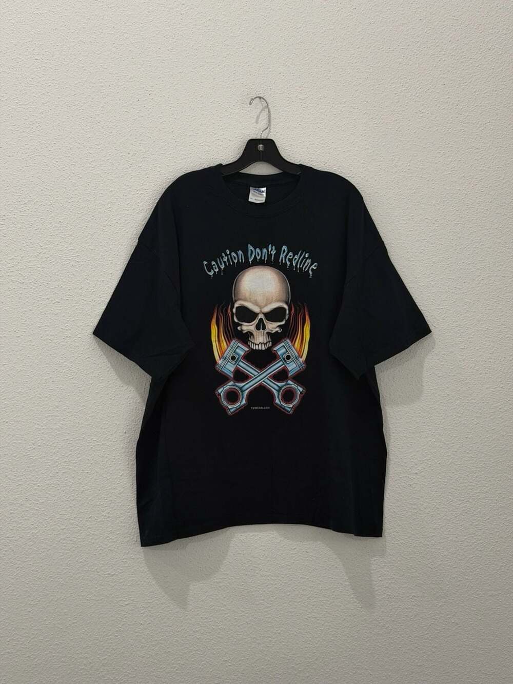 Vintage Y2K Ghost Rider “Caution Don't Redline” Skull Piston Graphic T-Shirt XL